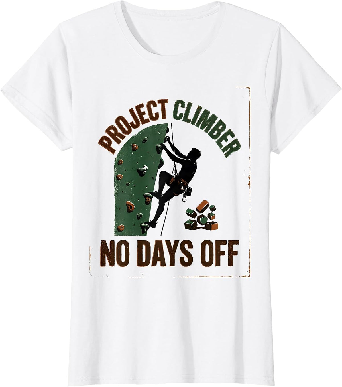 Project Climber No Days Off Vintage Rock Climbing Bouldering T-Shirt - White
