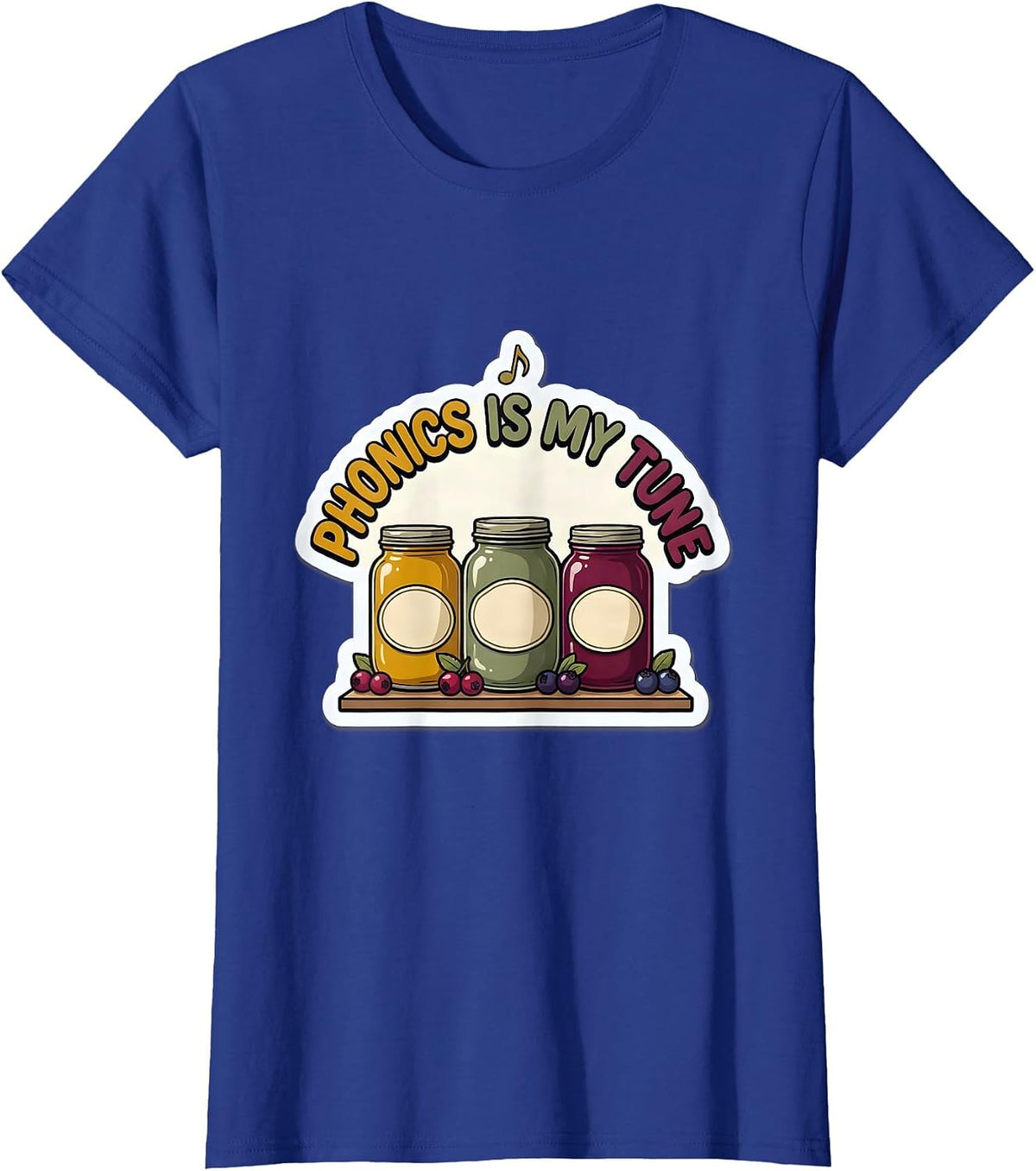 Women's Phonics Is My Tune Funny Reading Teacher Literacy Humor T-Shirt - Royal Blue