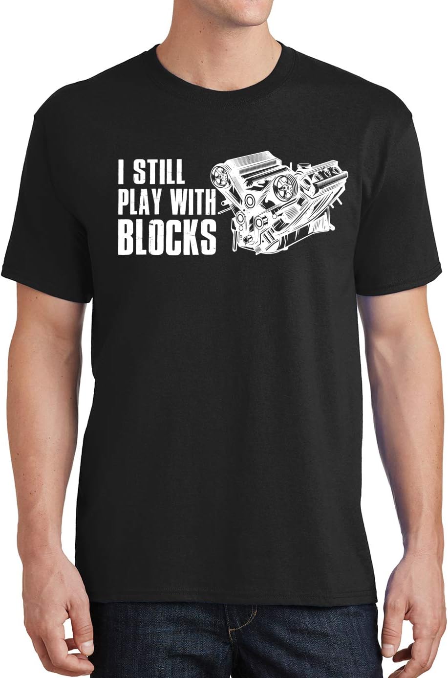 I Still Play with Blocks Mechanic Car Engine Repair Mens T-Shirt - Black