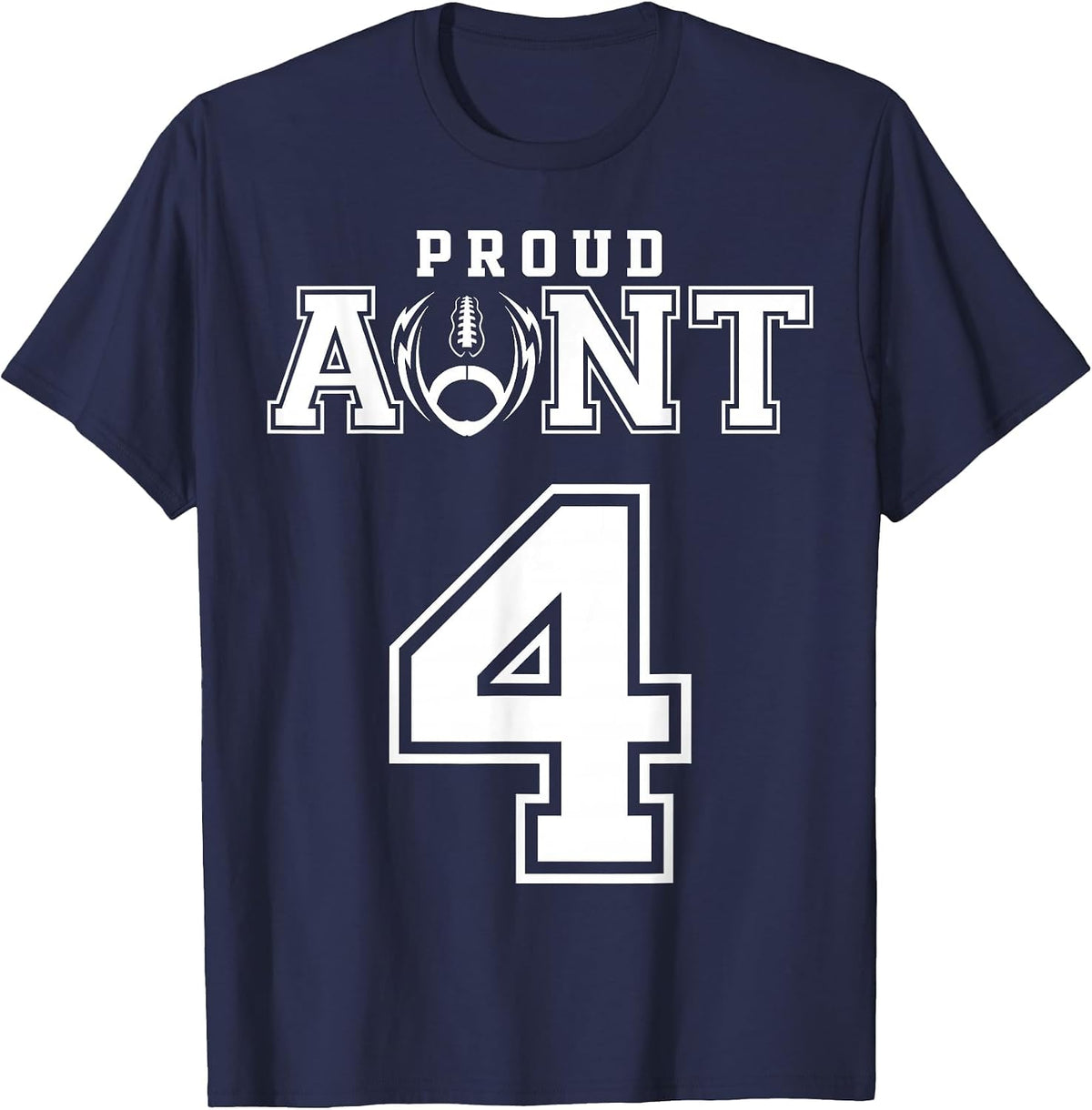 Custom Proud Football Aunt Number 4 Personalized for Women T-Shirt - Navy Blue