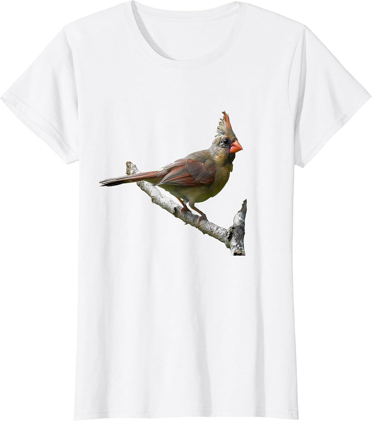Northern Cardinal Birding T-Shirt - Red Bird Birders Tee T-Shirt - White
