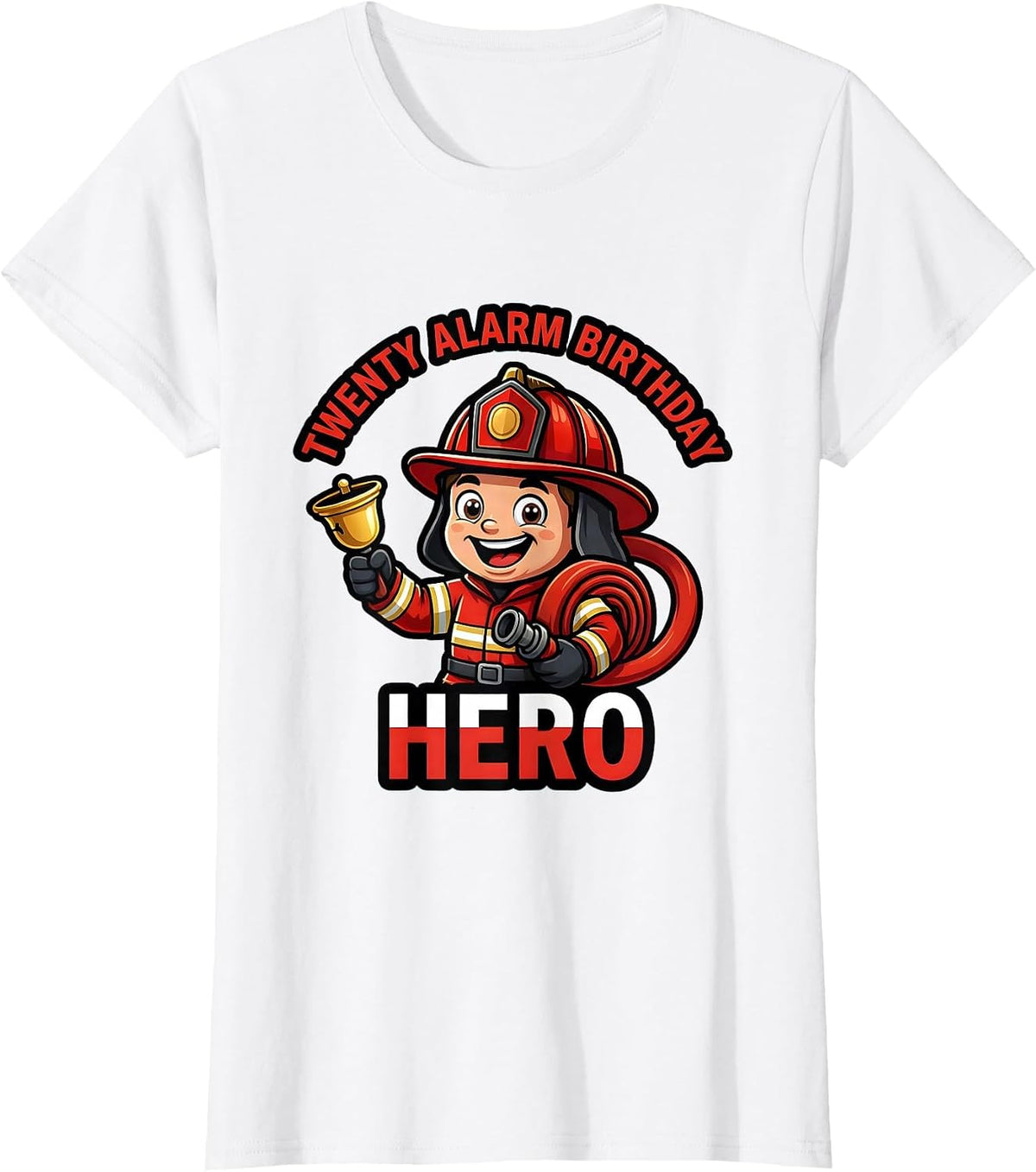 Twenty Alarm Birthday Hero Cute Toddler Firefighter Party T-Shirt - White