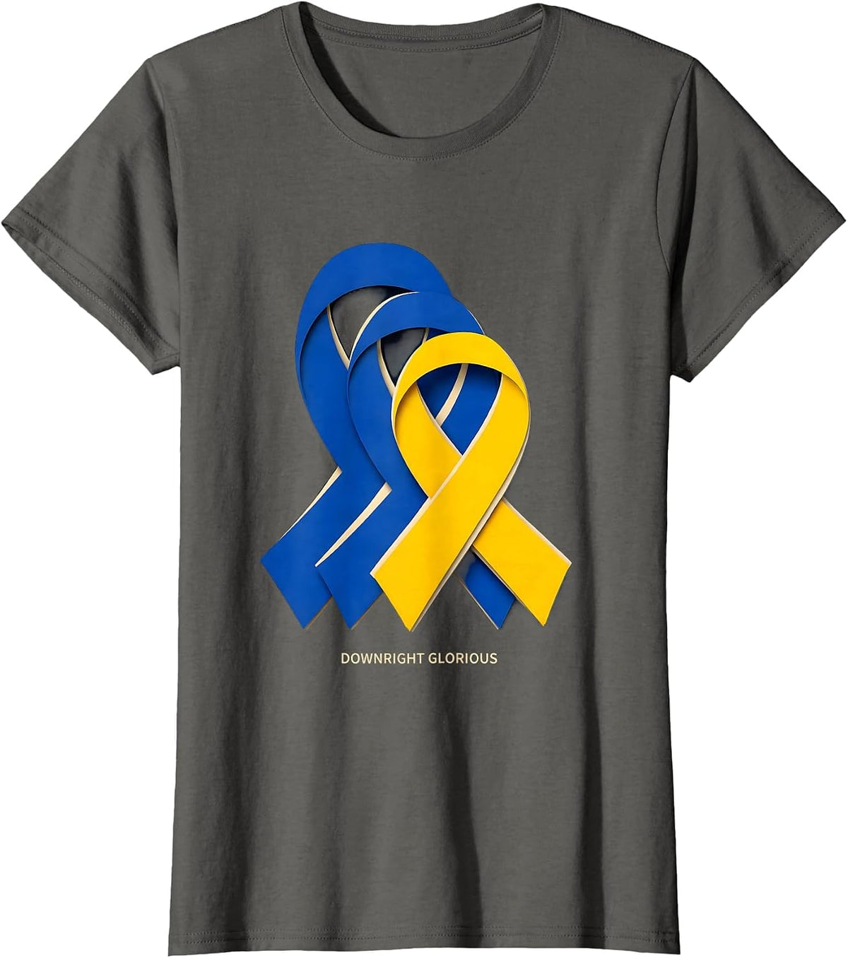 Women's Downright Glorious Paper Cutout Down Syndrome Awareness T-Shirt - Asphalt Grey