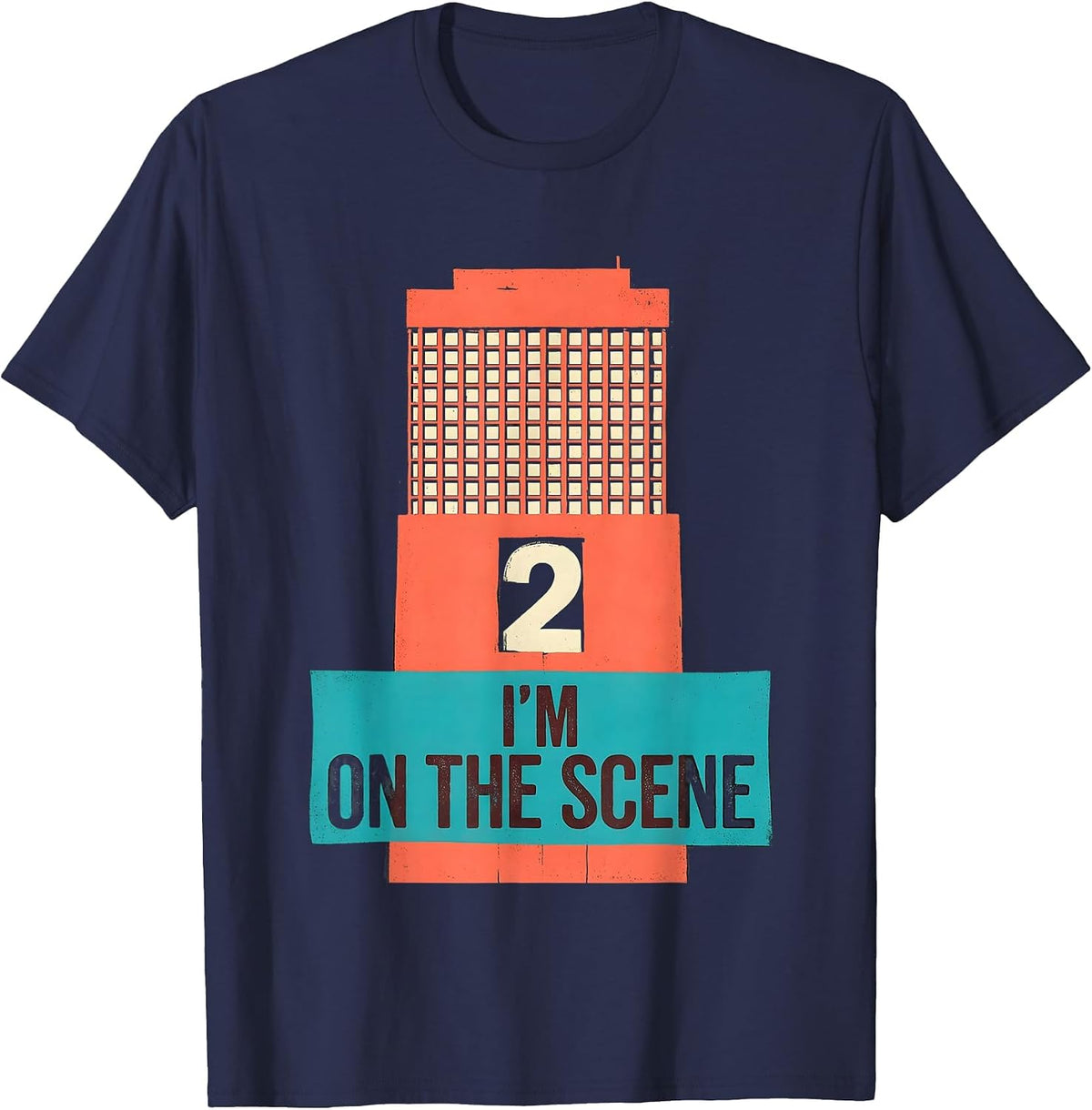 Men's On The Scene I'm 2 Midcentury Modern Firefighter Kids T-Shirt - Navy Blue