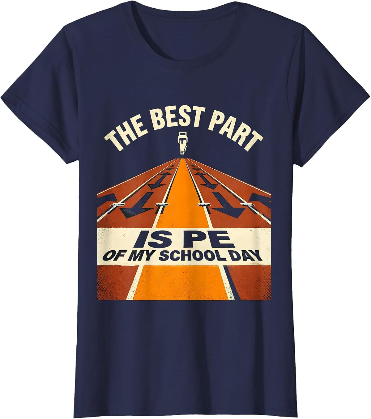 Women's The Best Part Of My School Day Is PE Funny PE Teacher Gym T-Shirt - Navy Blue