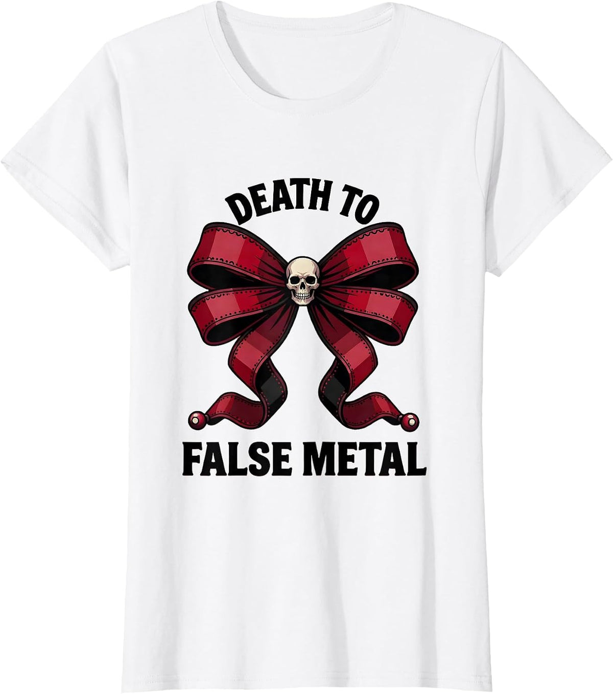 Women's Death to False Metal Heavy Metal Graphic Design T-Shirt - White
