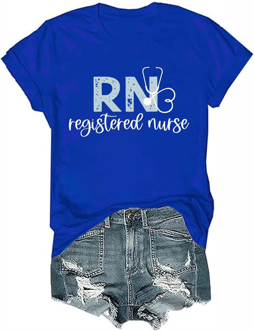 RN Shirts for Nurses, Funny Cute RN Shirt Registered Nurse Shirt, Registered Nurse Tee Shirts for Women - Crewneck Royal Blue
