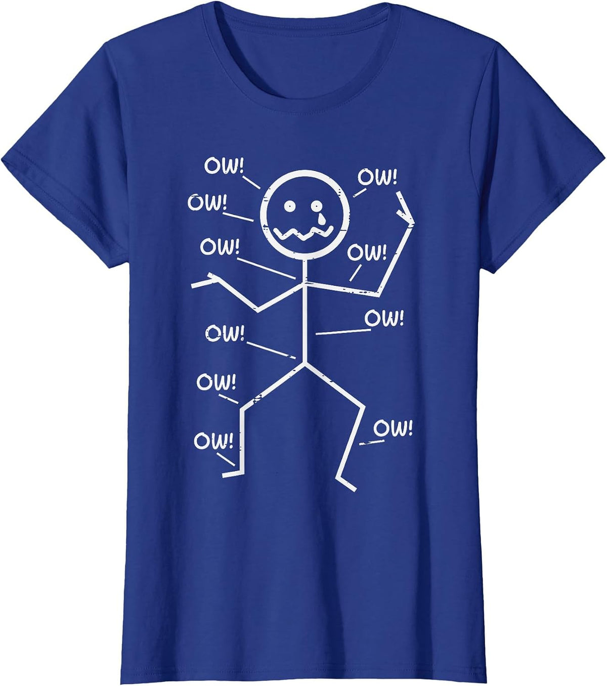 Crying Stickman Ow Ow Funny Pain Meme Humor Men Women Kids T-Shirt - Royal Blue