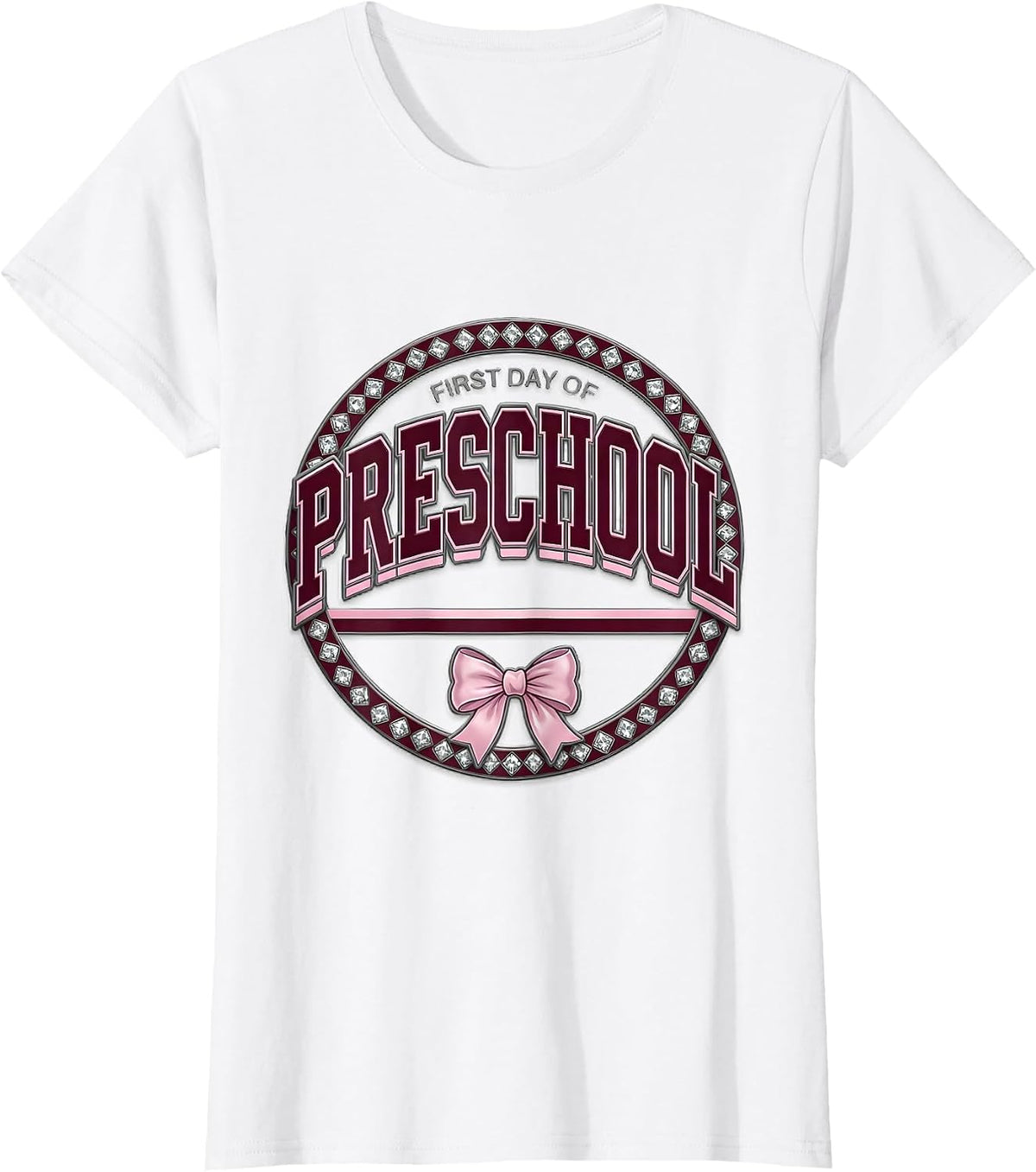 First Day Of Preschool Cute Bow Back To School Girl Teacher T-Shirt - White