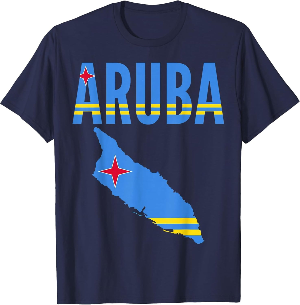 Aruban - Aruba Country Map Flag T-Shirt - Navy Blue