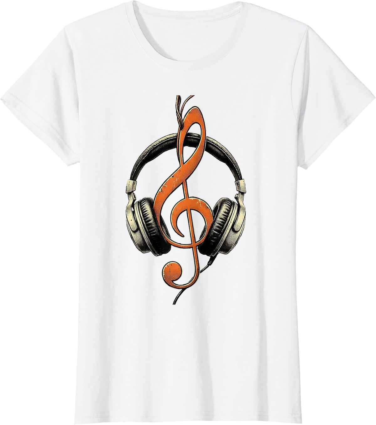 Women's Music Teacher Headphones Treble Clef Graphic T-Shirt - White