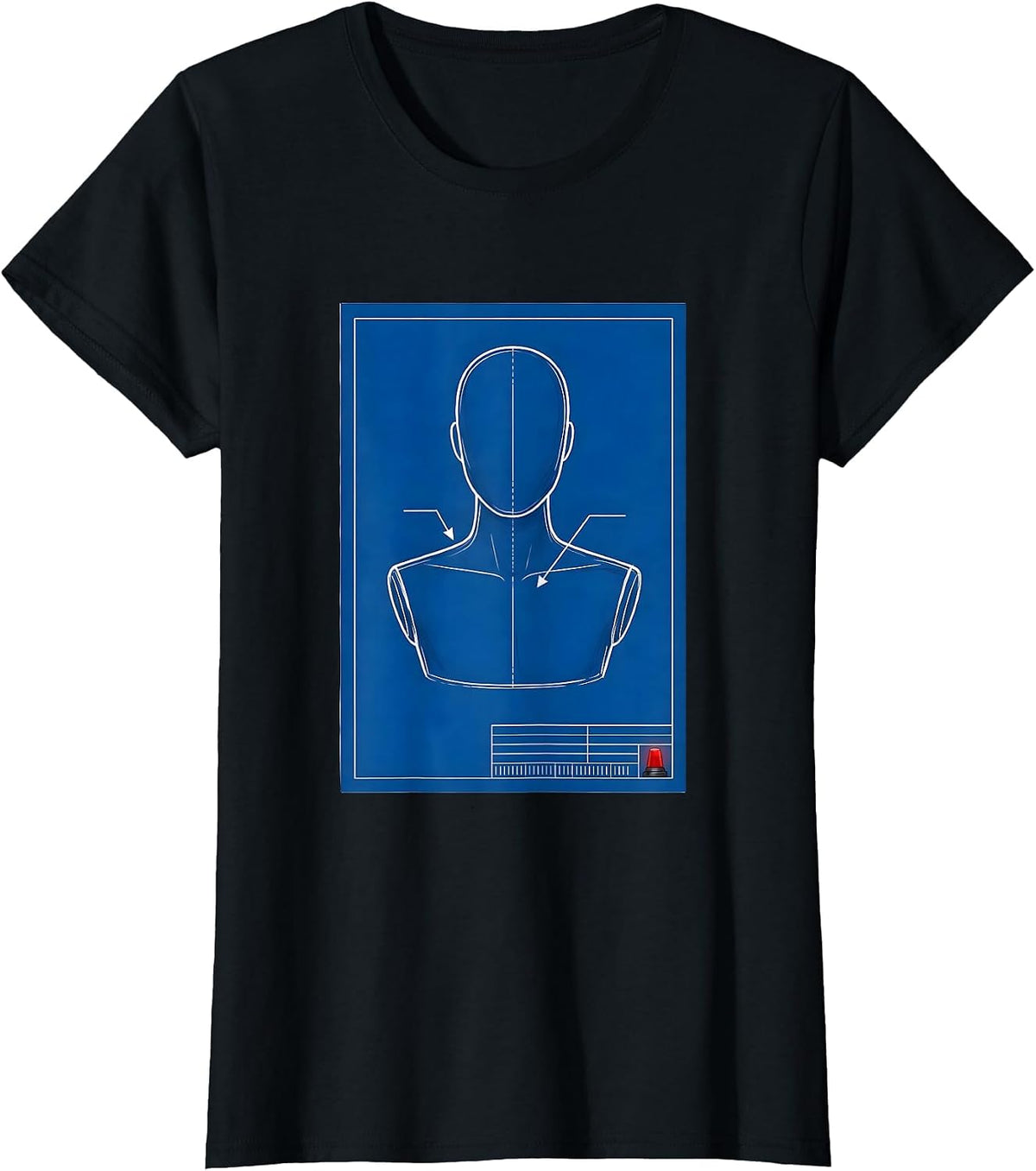 Women's EMT Mannequin Gag Humor Technical Blueprint Paramedic Gift T-Shirt - Black