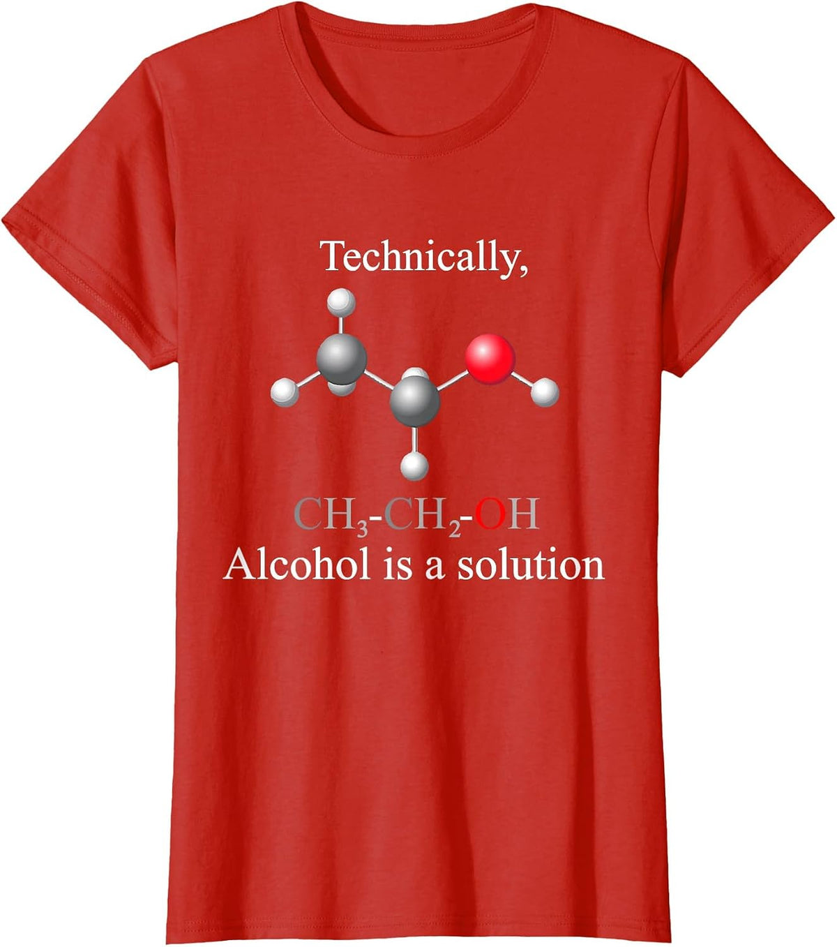 Technically, Alcohol is a Solution Funny Nerd Beer Chemistry T-Shirt - Red