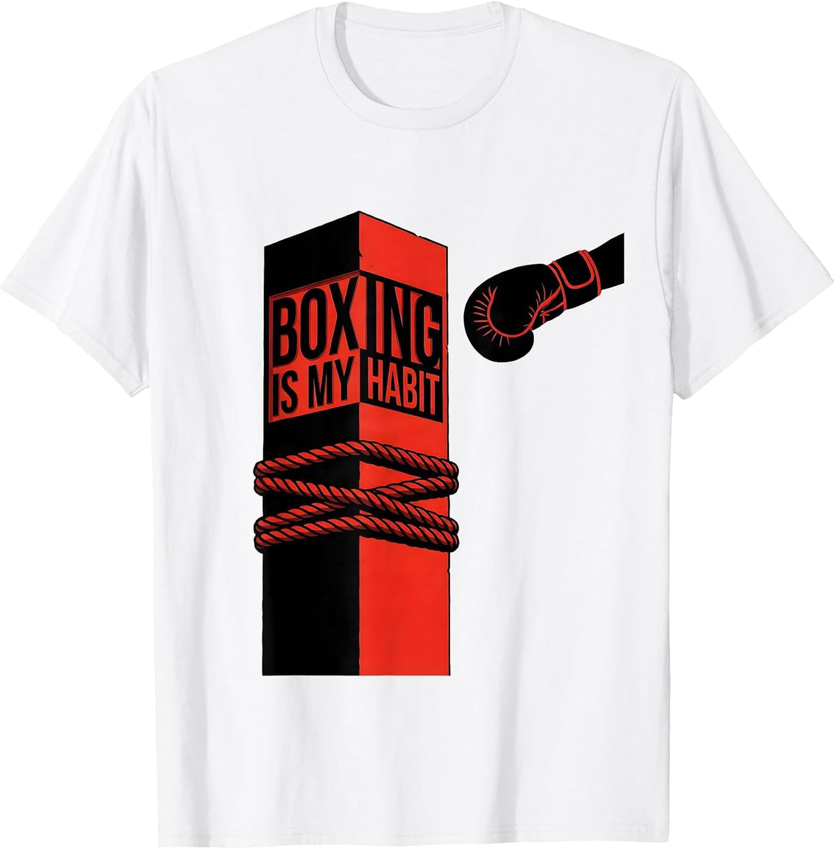 Men's Boxing Is My Habit Minimalist Boxing Fan Trainer Gift T-Shirt - White