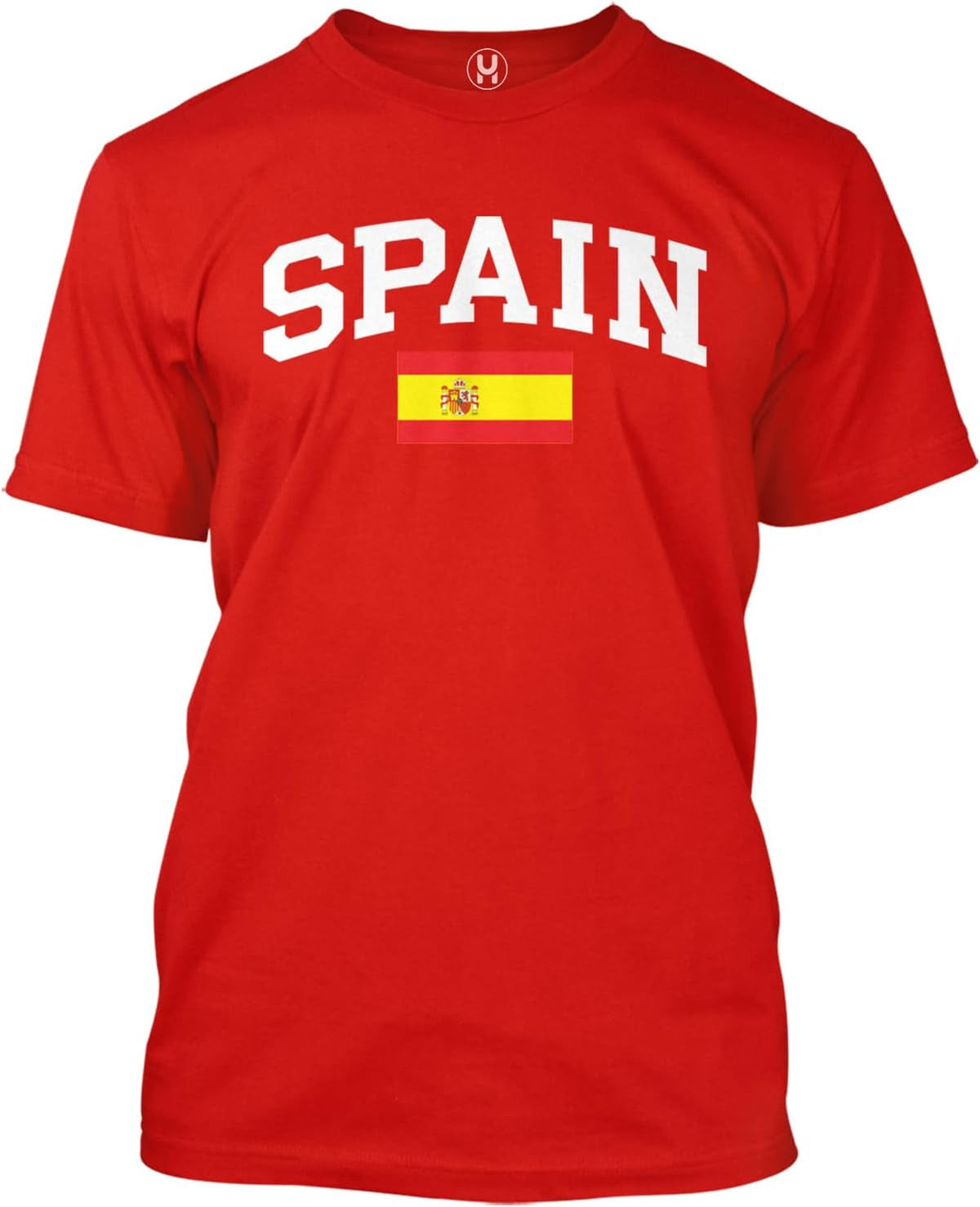 Haase Unlimited Spain Word with Flag - Spanish Culture Men's T-Shirt - Red