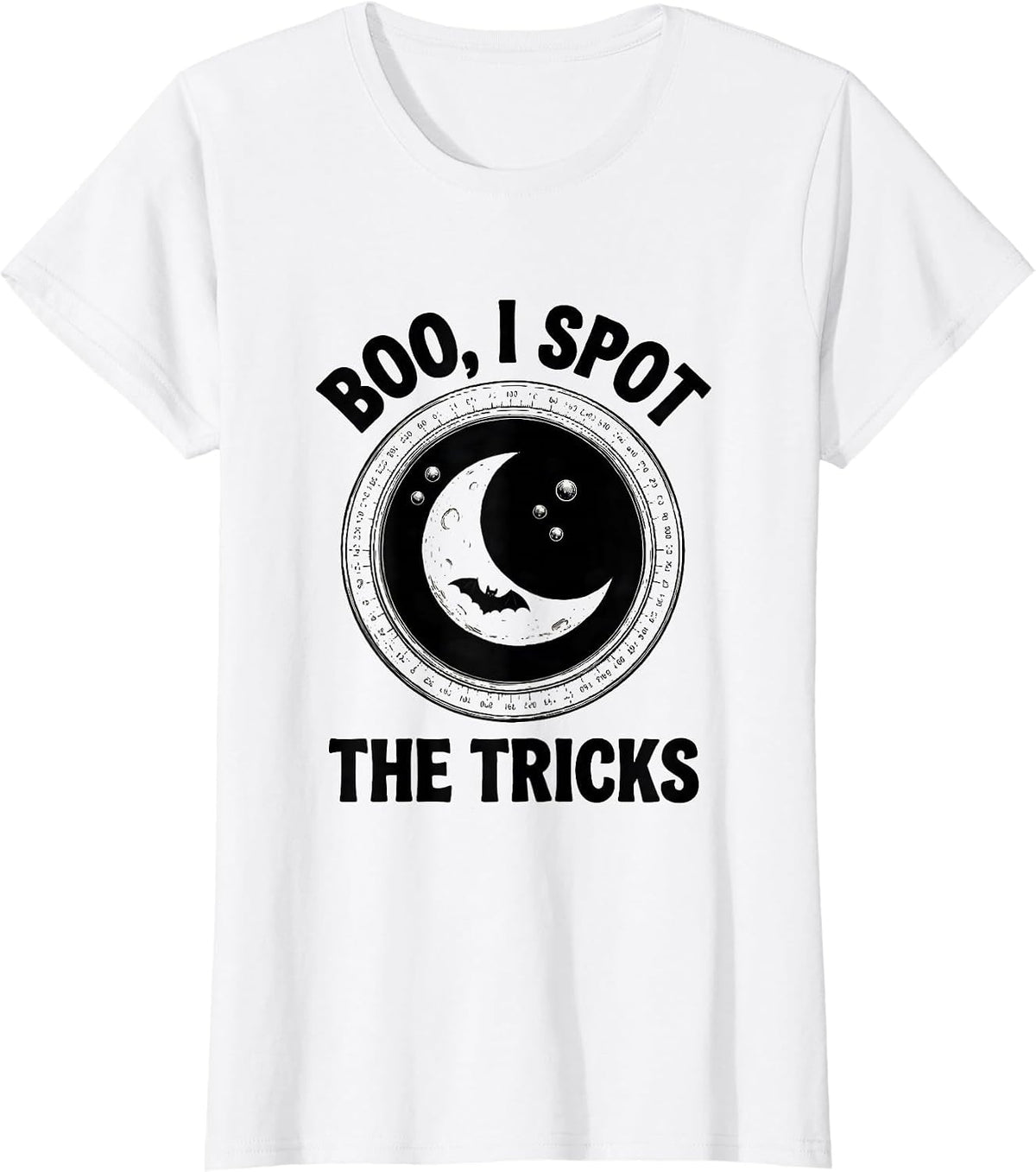 Boo I Spot The Tricks Line Art Optometrist Halloween Eye T-Shirt - White