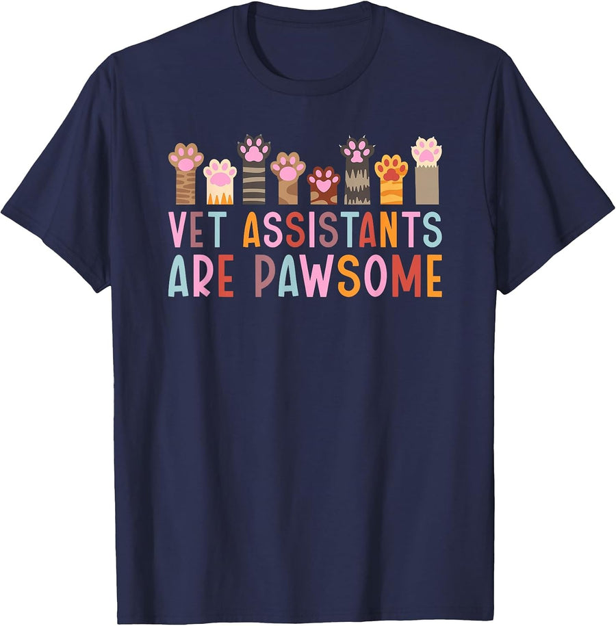 Vet Assistants are Pawsome Veterinary Assistant T-Shirt - Navy Blue