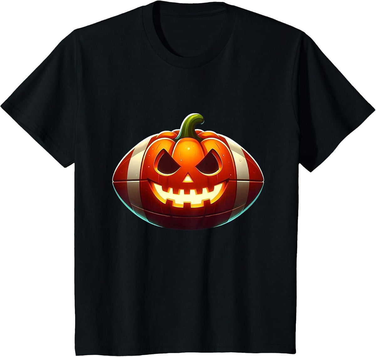 Football Halloween Pumpkin Scary Football Player Costume T-Shirt - Black