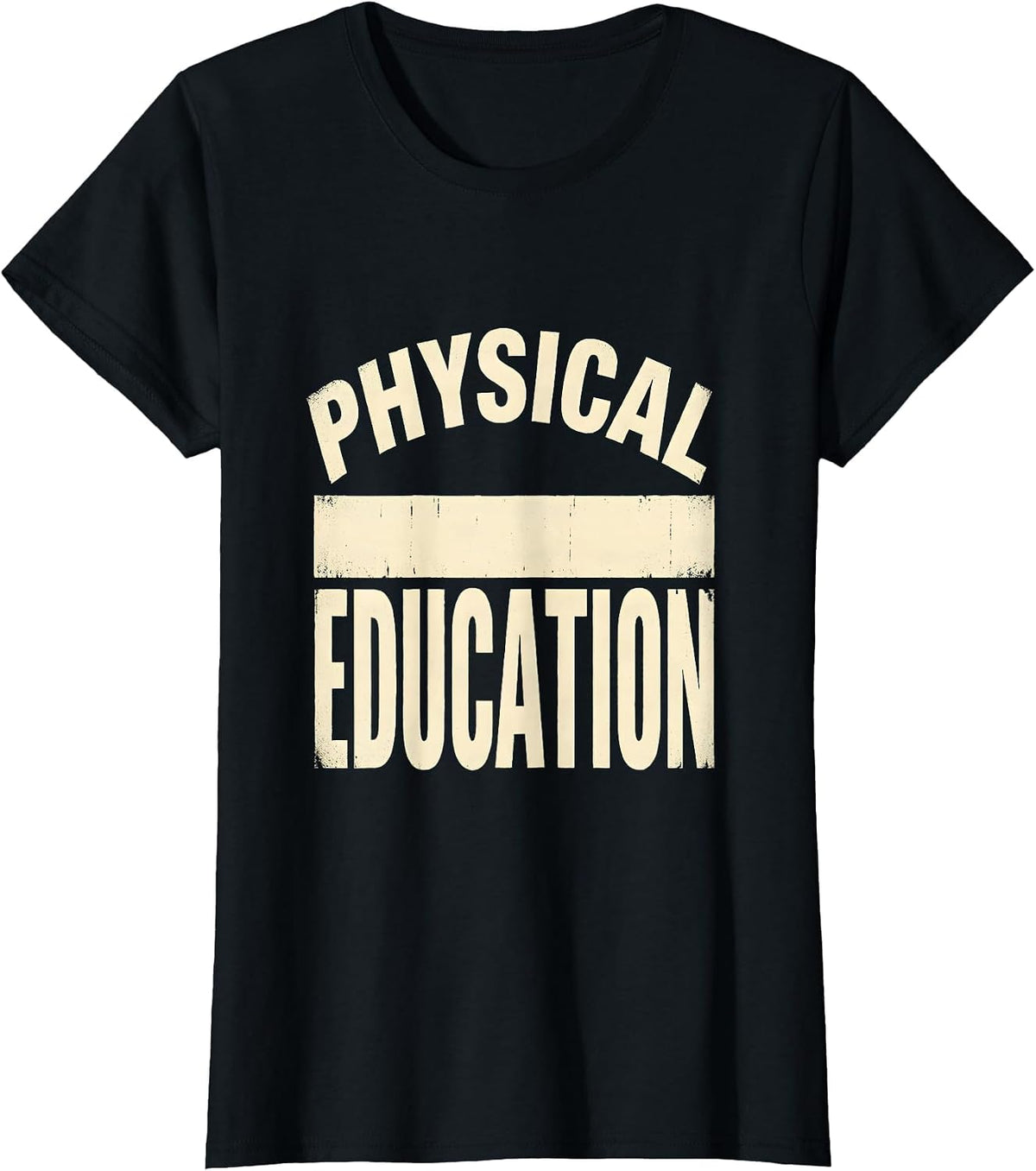 Women's Physical Education Stencil Graphic PE Teacher Appreciation T-Shirt - Black