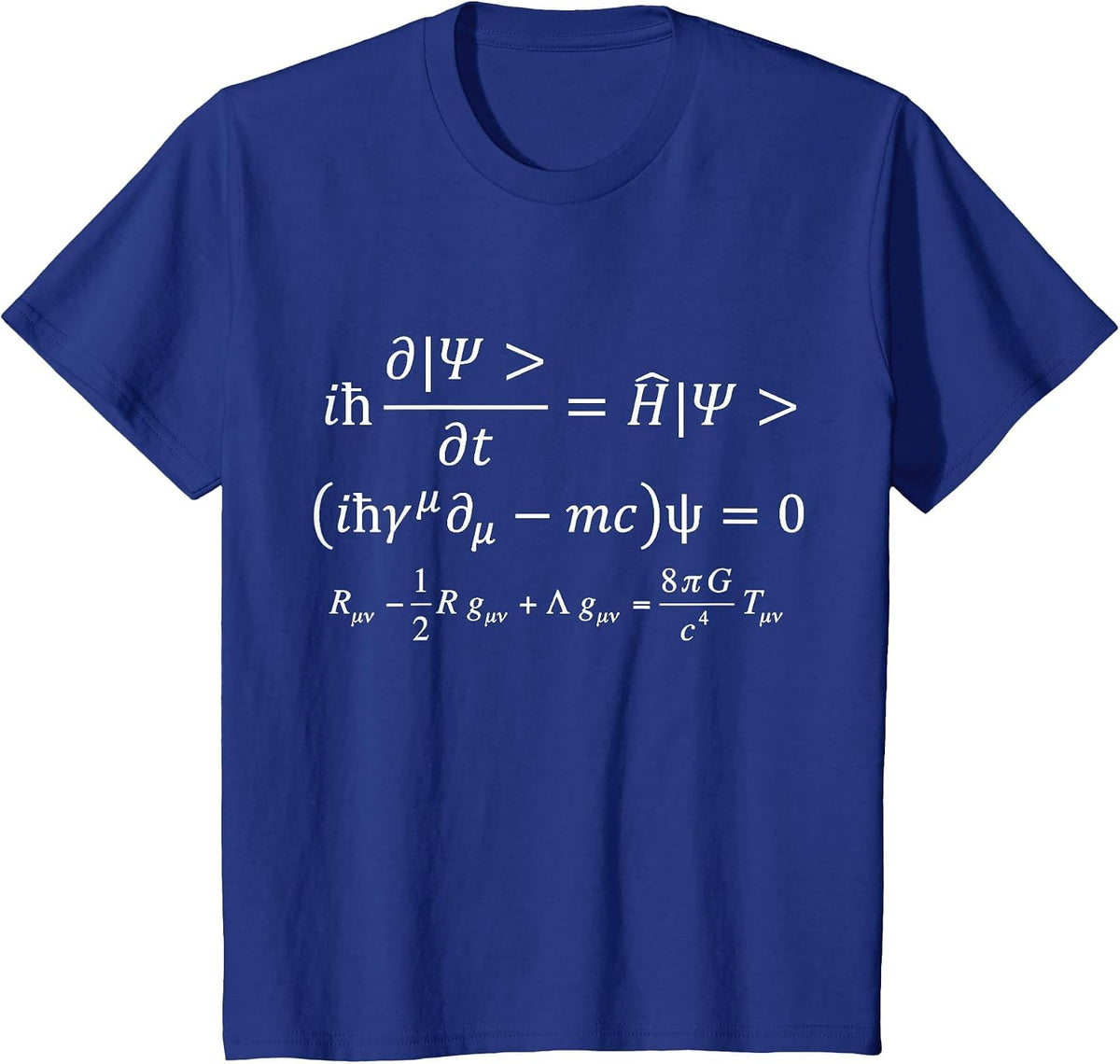 Three Fundamental Equations of Physics, Gravity and Quantum T-Shirt - Royal Blue