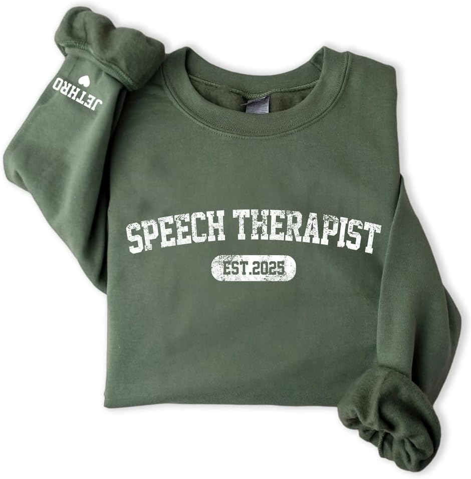 Medical Specialist Sweatshirt with Name, Personalized Allied Health Crewneck Gift for Healthcare Workers - Speech Therapist