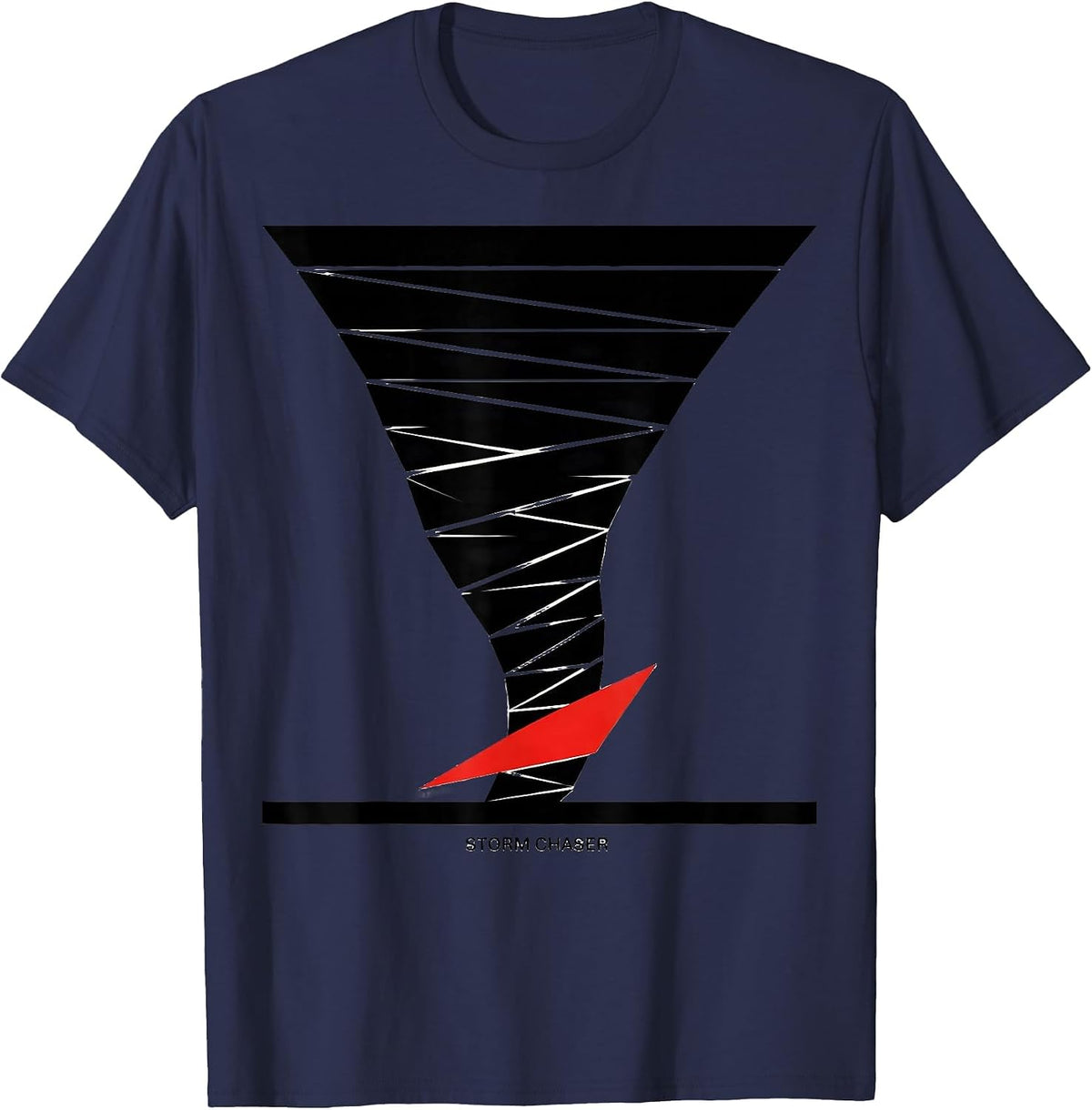 Men's Storm Chaser Geometric Tornado Weather Enthusiast T-Shirt - Navy Blue
