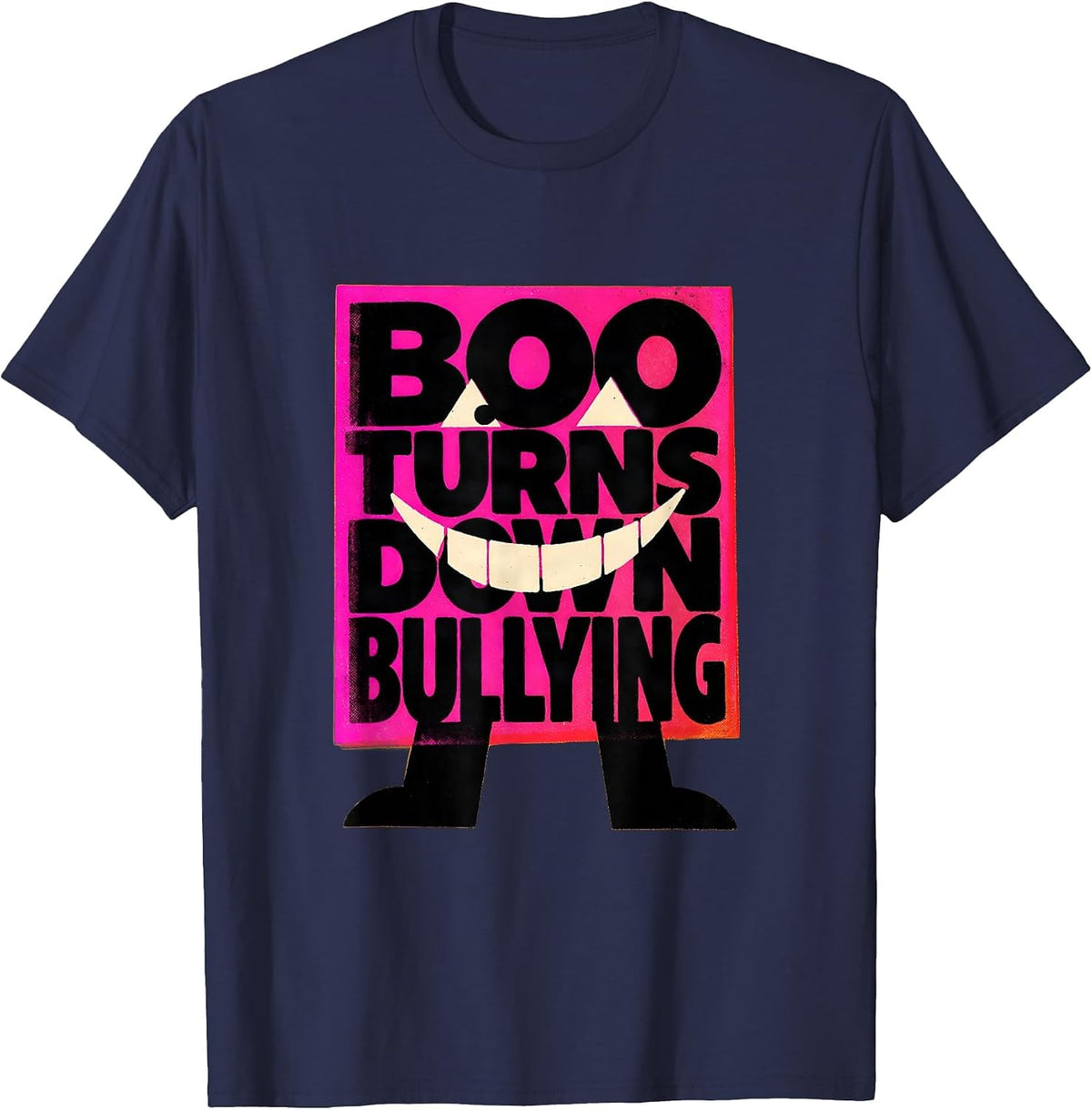 Boo Turns Down Bullying Unity Day Anti Bullying Halloween T-Shirt - Navy Blue