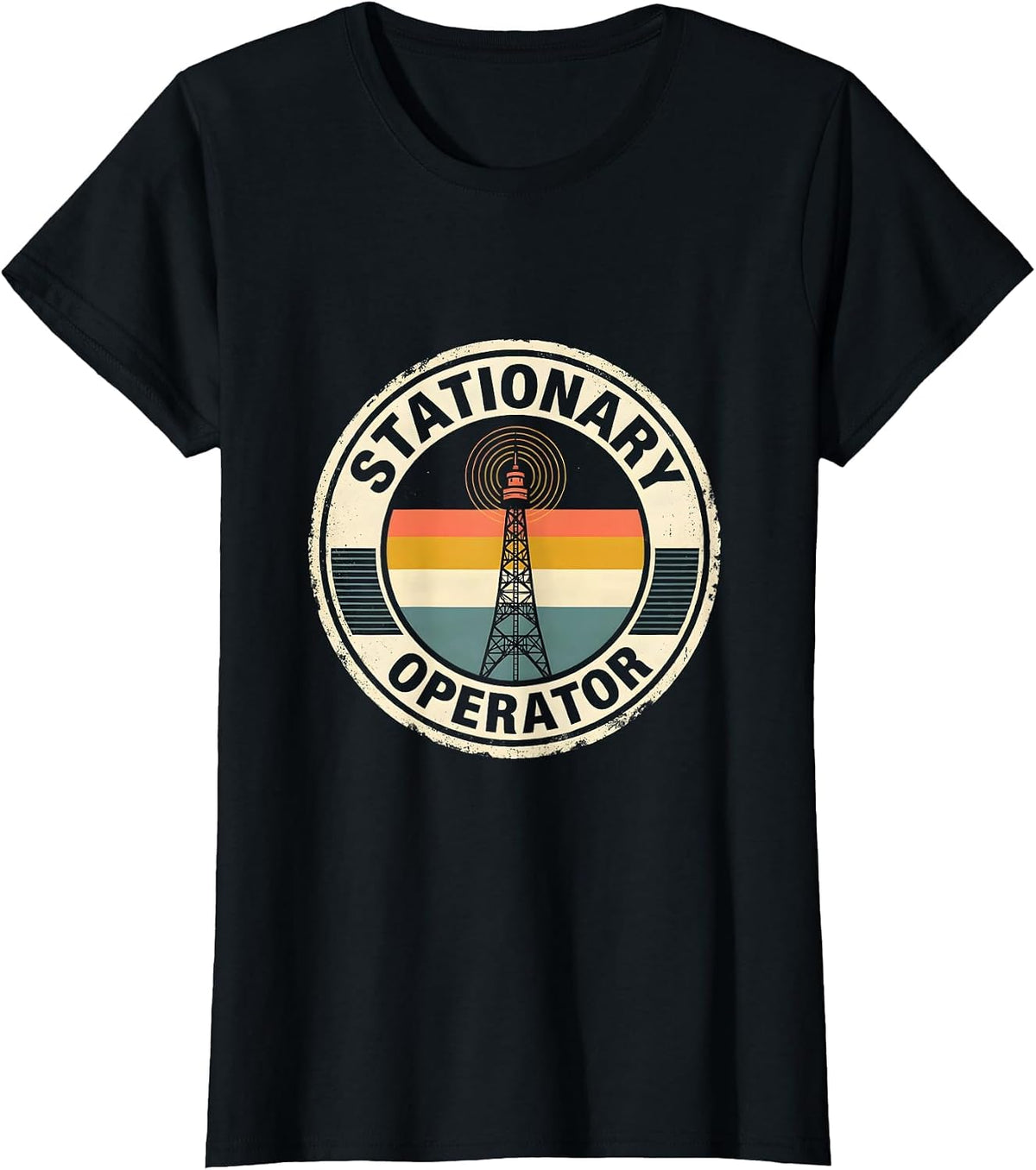 Women's Stationary Operator Funny Ham Radio Operator Hobbyist Humor T-Shirt - Black