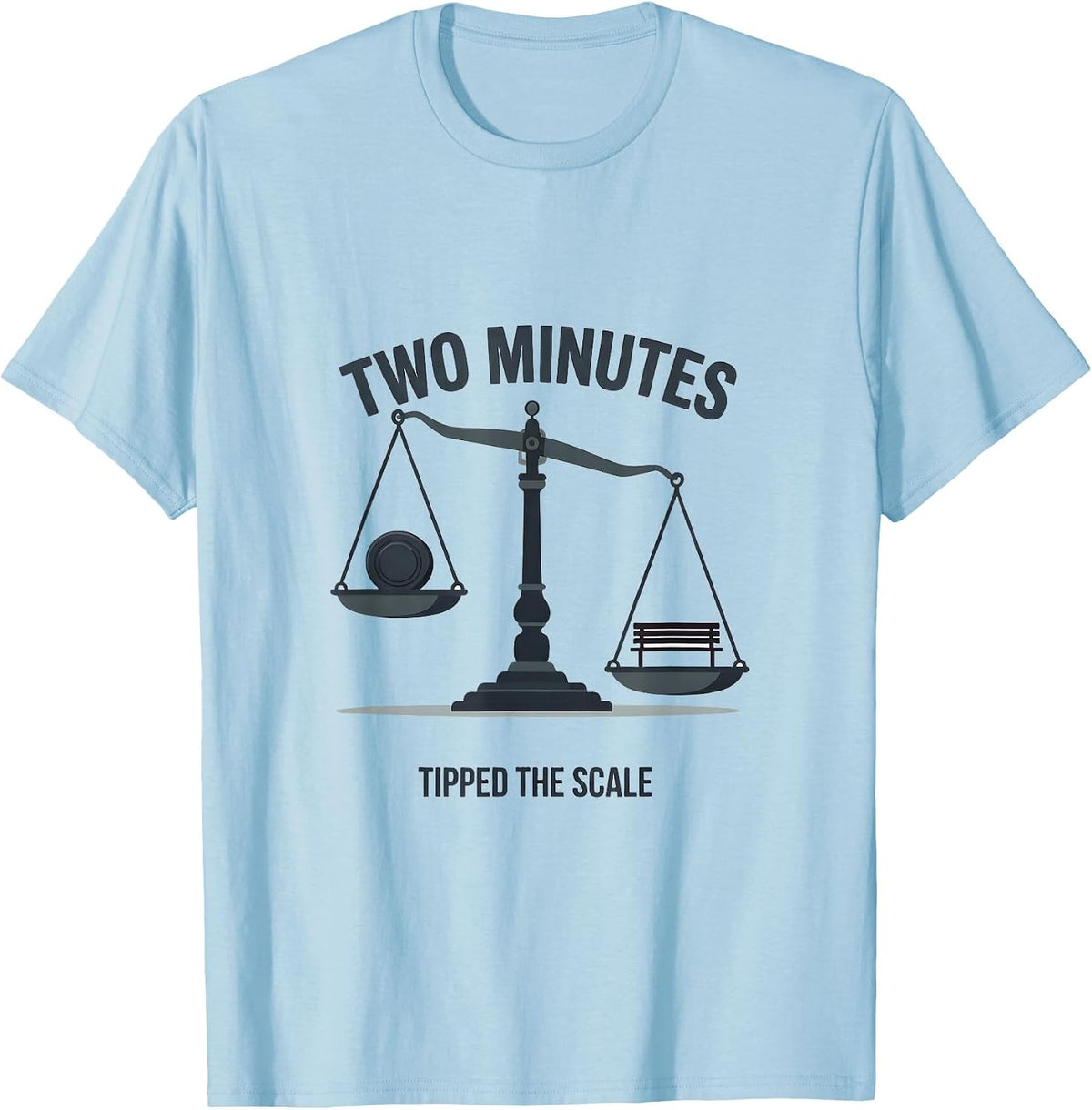 Men's Two Minutes Tipped The Scale Funny Ice Hockey Player Fan T-Shirt - Baby Blue