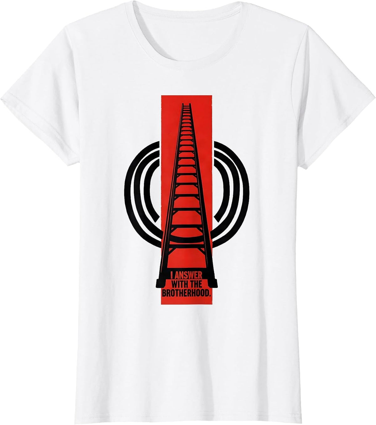 I Answer With The Brotherhood Stencil Firefighter Christmas T-Shirt - White