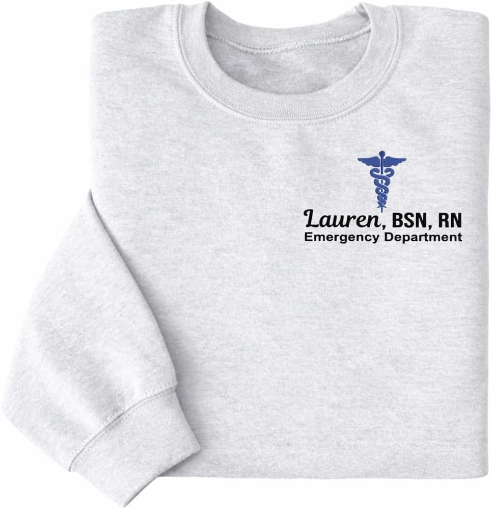 Personalized Nurse Embroidered Sweatshirt, Custom Name, Gift for Registered Nurse Uniform, Graduating nursing Gift - Design