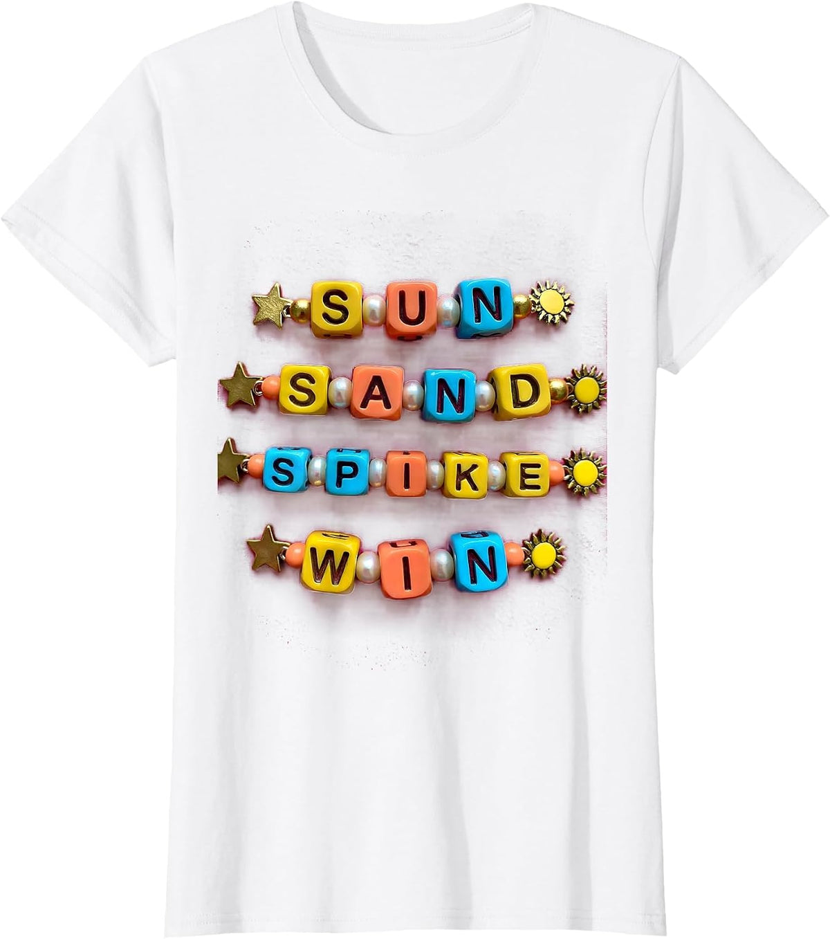 Sun Sand Spike Win Volleyball Design T-Shirt - White
