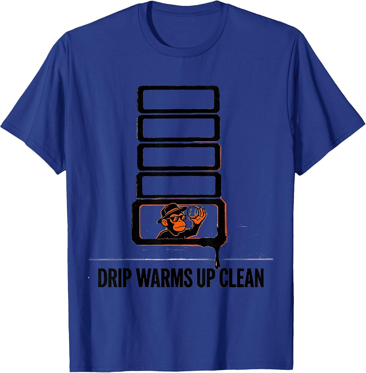 Drip Warms Up Clean Funny Monkey Baseball Youth Streetwear T-Shirt - Royal Blue