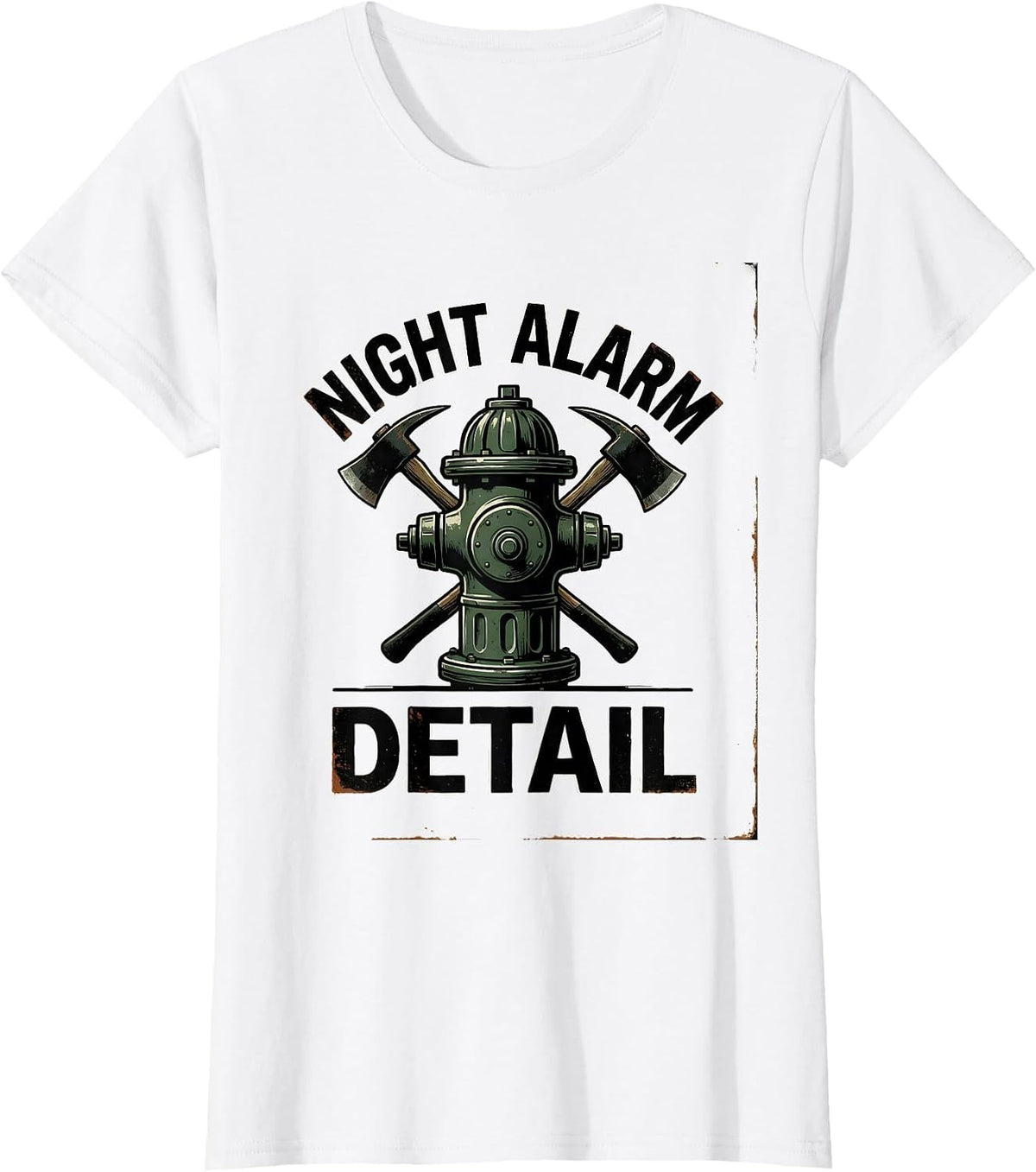 Women's Night Alarm Detail Vintage Firefighter Humor Fire Truck Gift T-Shirt - White