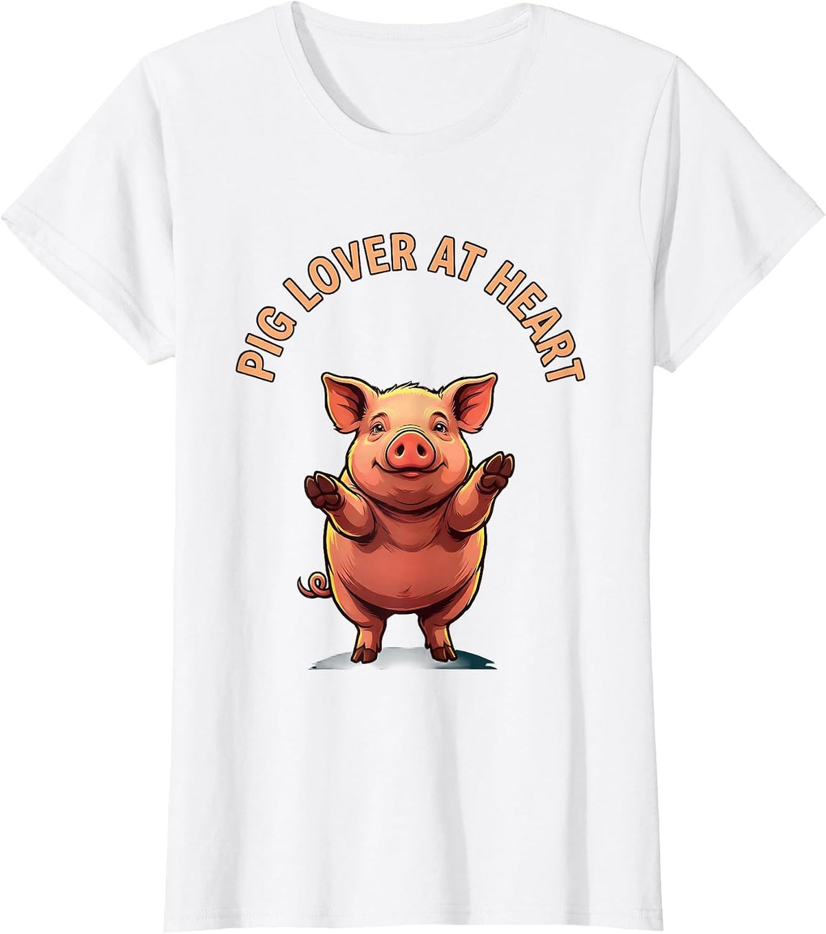 Women's Pig Lover At Heart Funny Farm Animal Lover Gift T-Shirt - White