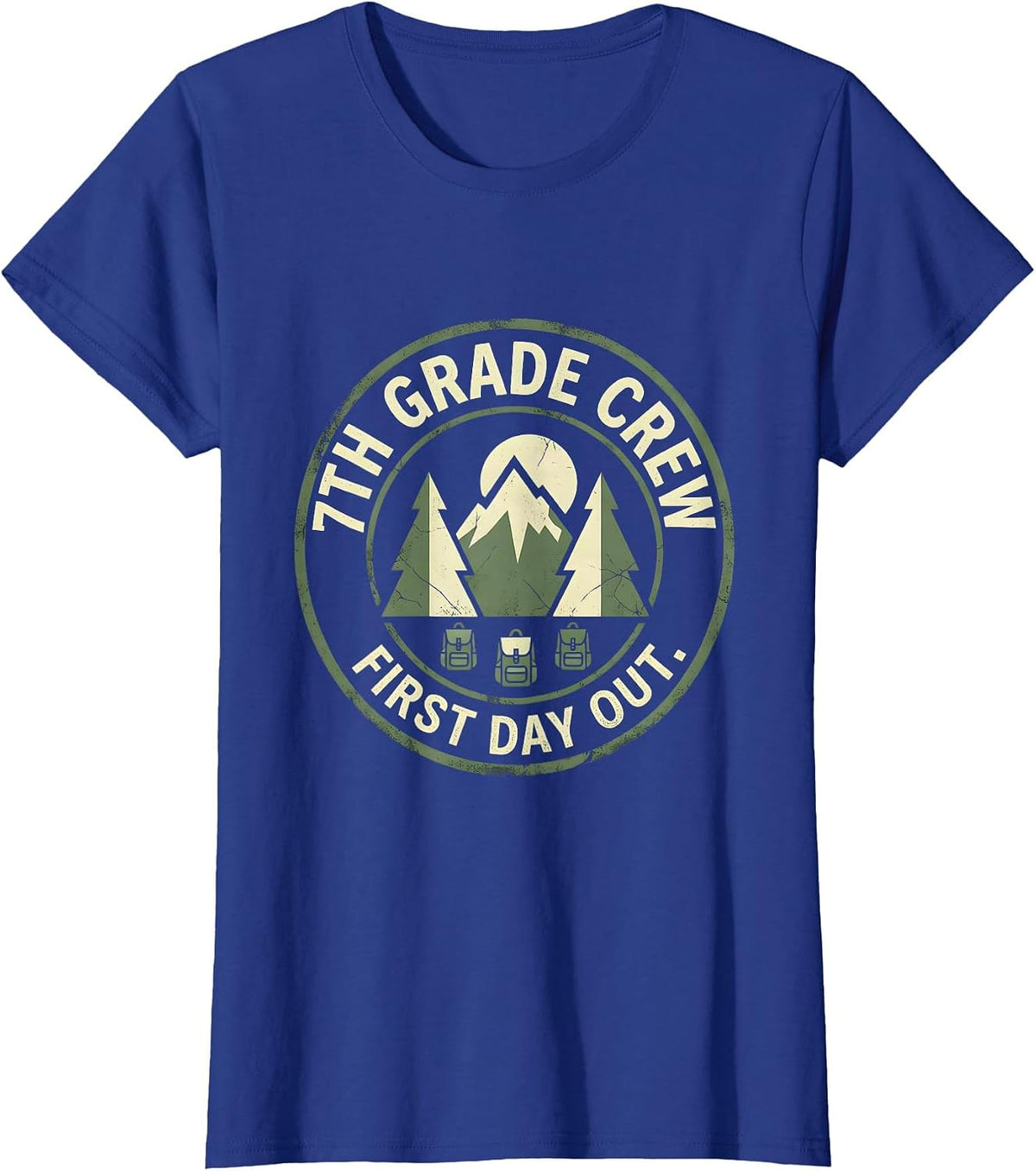 Women's 7th Grade Crew First Day Out Boho Nature Back To School T-Shirt - Royal Blue