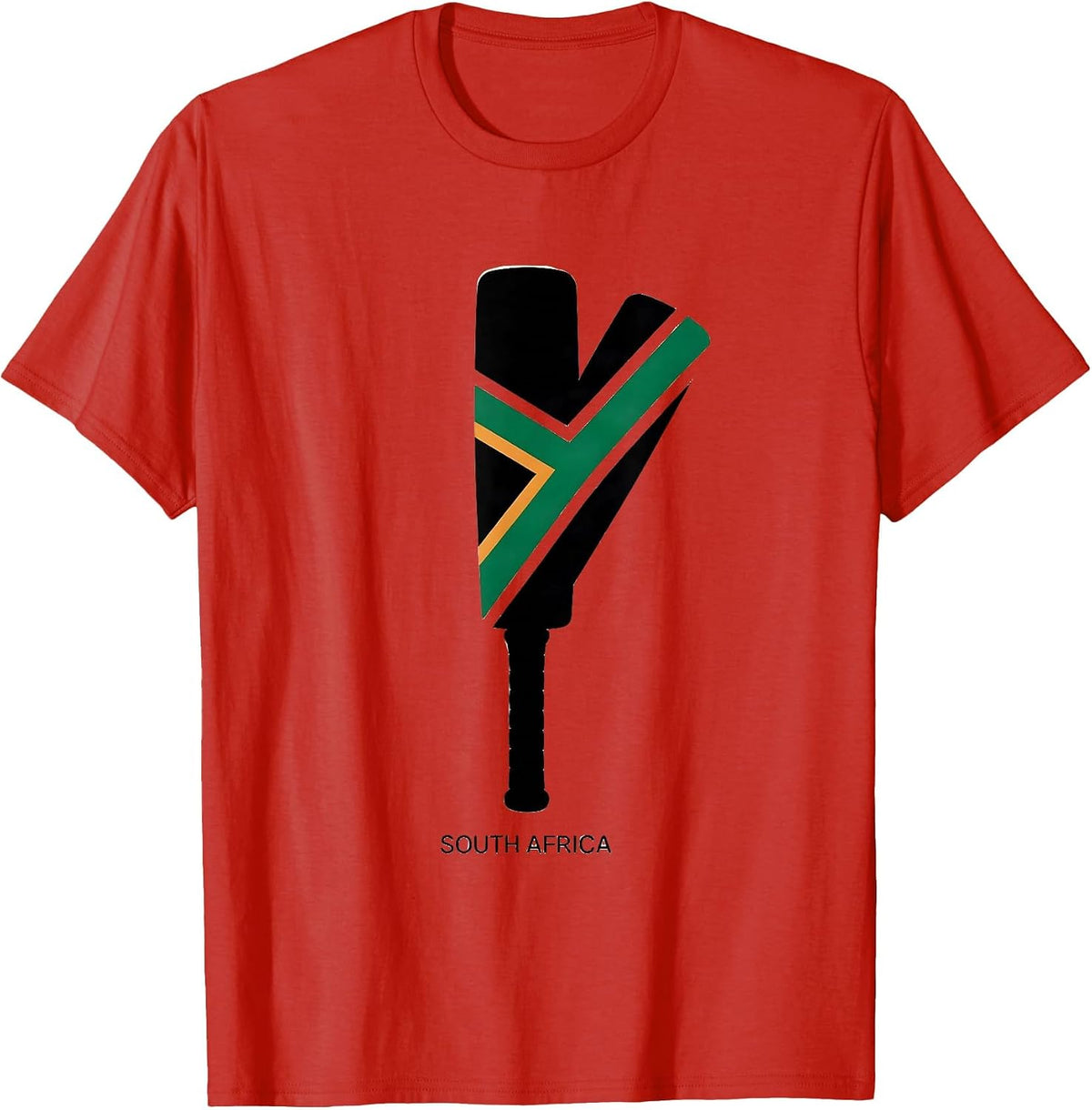 Men's South Africa Cricket Bat Silhouette National Pride T-Shirt - Red