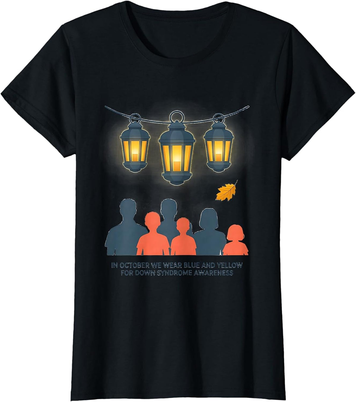 In October We Wear Blue Down Syndrome Awareness T-Shirt - Black