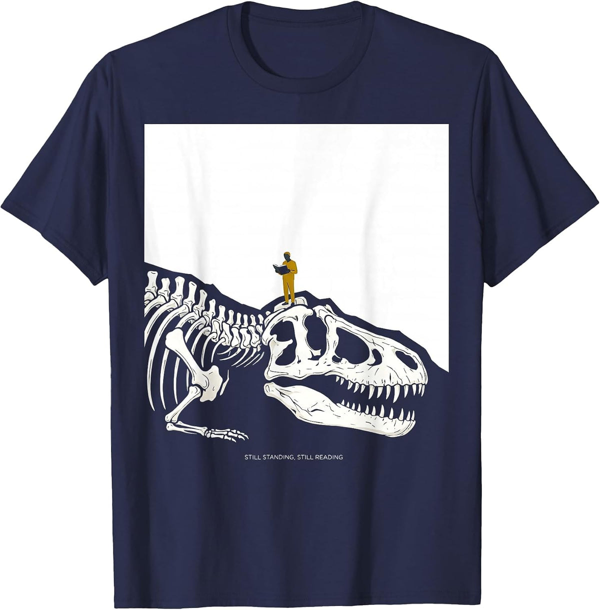 Still Standing Still Reading Funny Teacher Reading Humor T-Shirt - Navy Blue