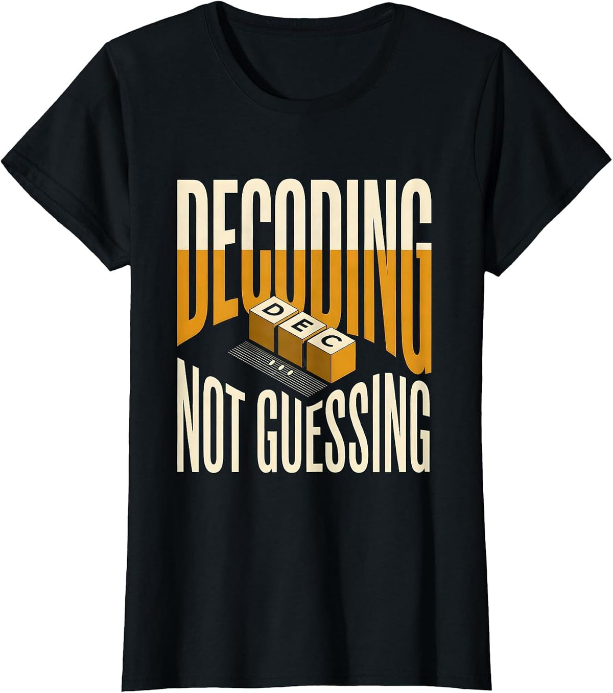 Decoding, Not Guessing Minimalist Reading Teacher Literacy T-Shirt - Black