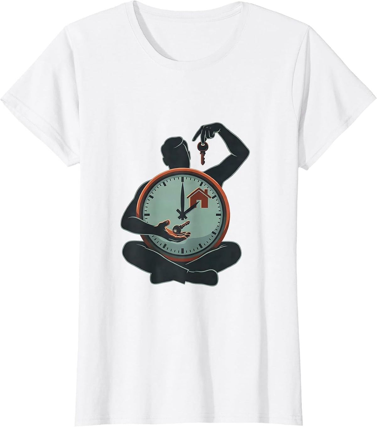 Seated Realtor Clock Agent Humor Gift T-Shirt - White