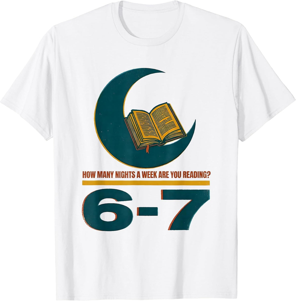 Men's How Many Nights A Week Are You Reading? 6-7 Teacher T-Shirt - White