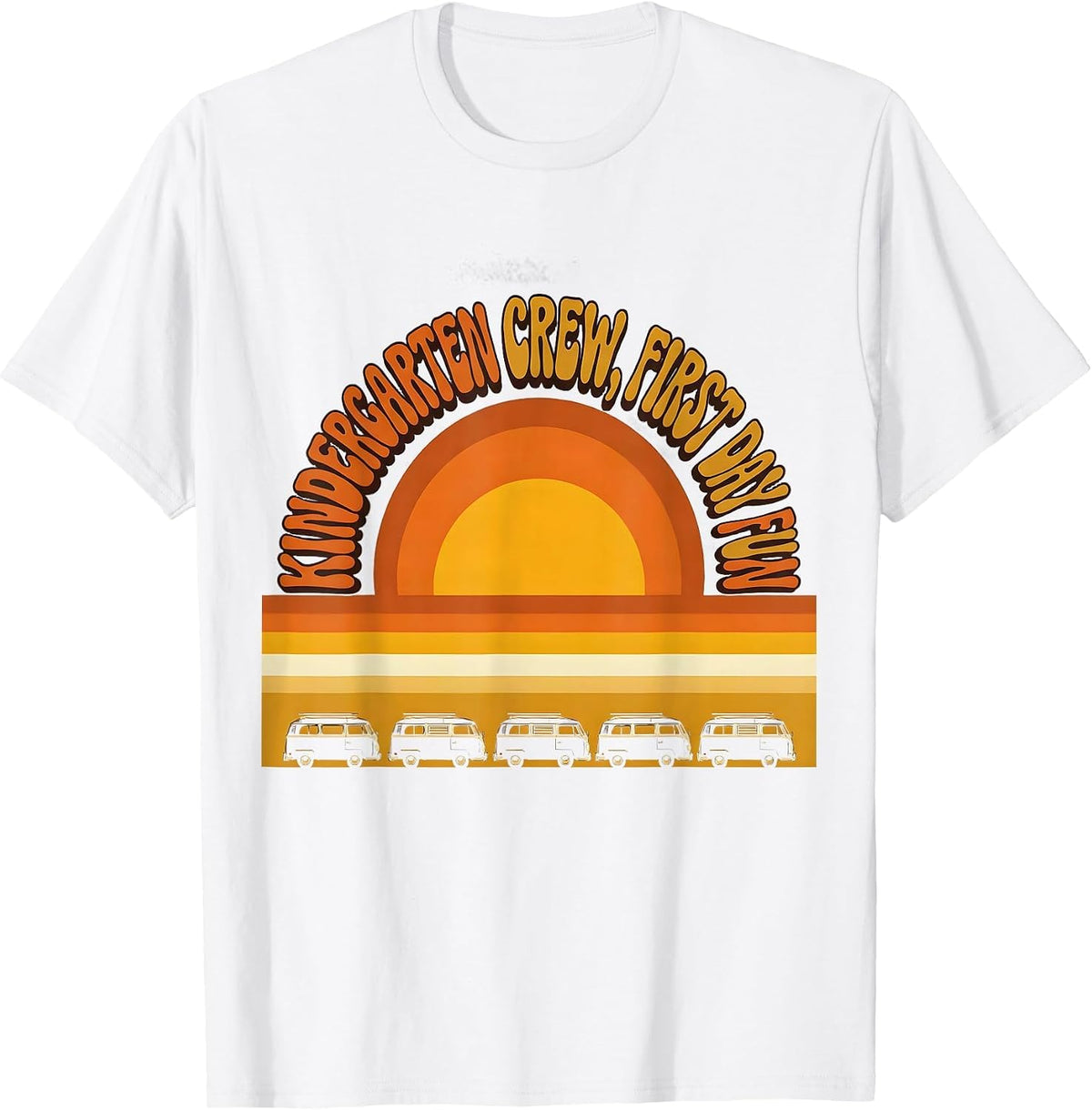 Men's Kindergarten Crew First Day Fun Retro 70s Back To School T-Shirt - White