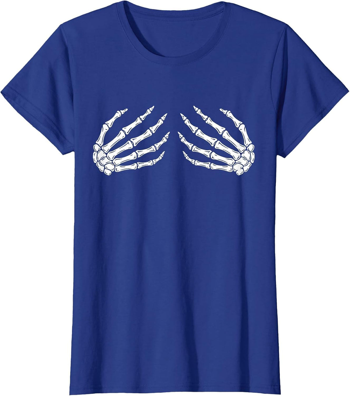 Halloween Boob Skeleton Hands Breast Funny Scary Bra T-Shirt - Royal Blue