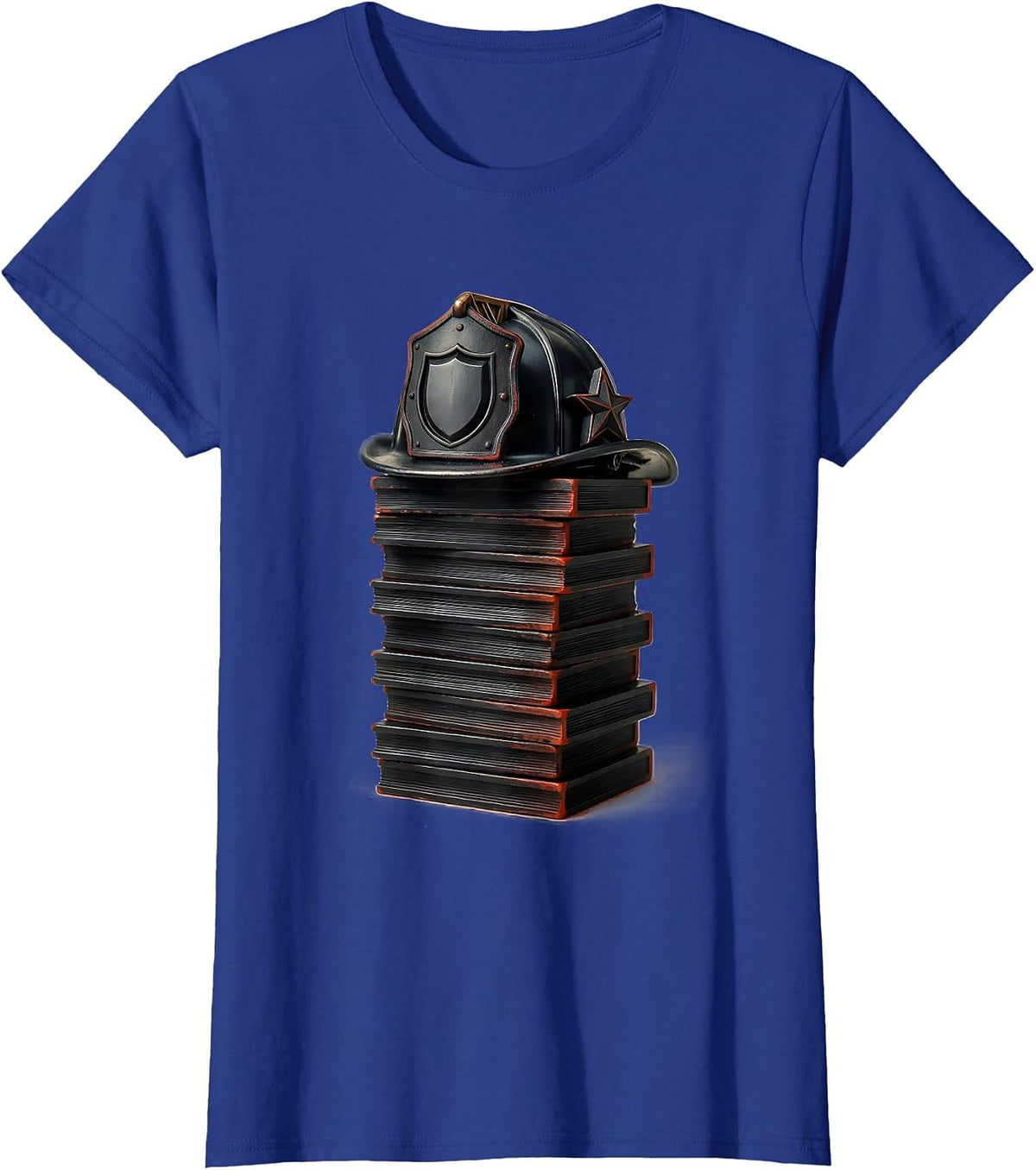 Women's Locked Block Fire Truck Firefighter Birthday Boy T-Shirt - Royal Blue