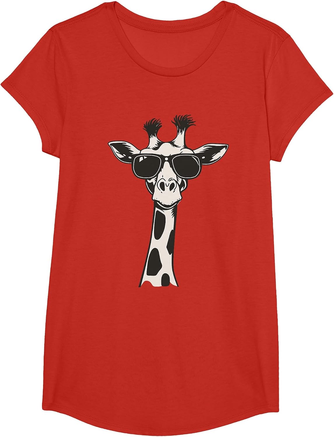 Cool Giraffe with Sunglasses T-Shirt - Girls Red