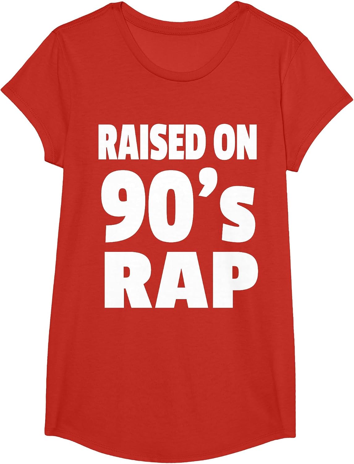 Raised On 90's Rap - 90's Hip Hop Tshirt T-Shirt - Girls Red