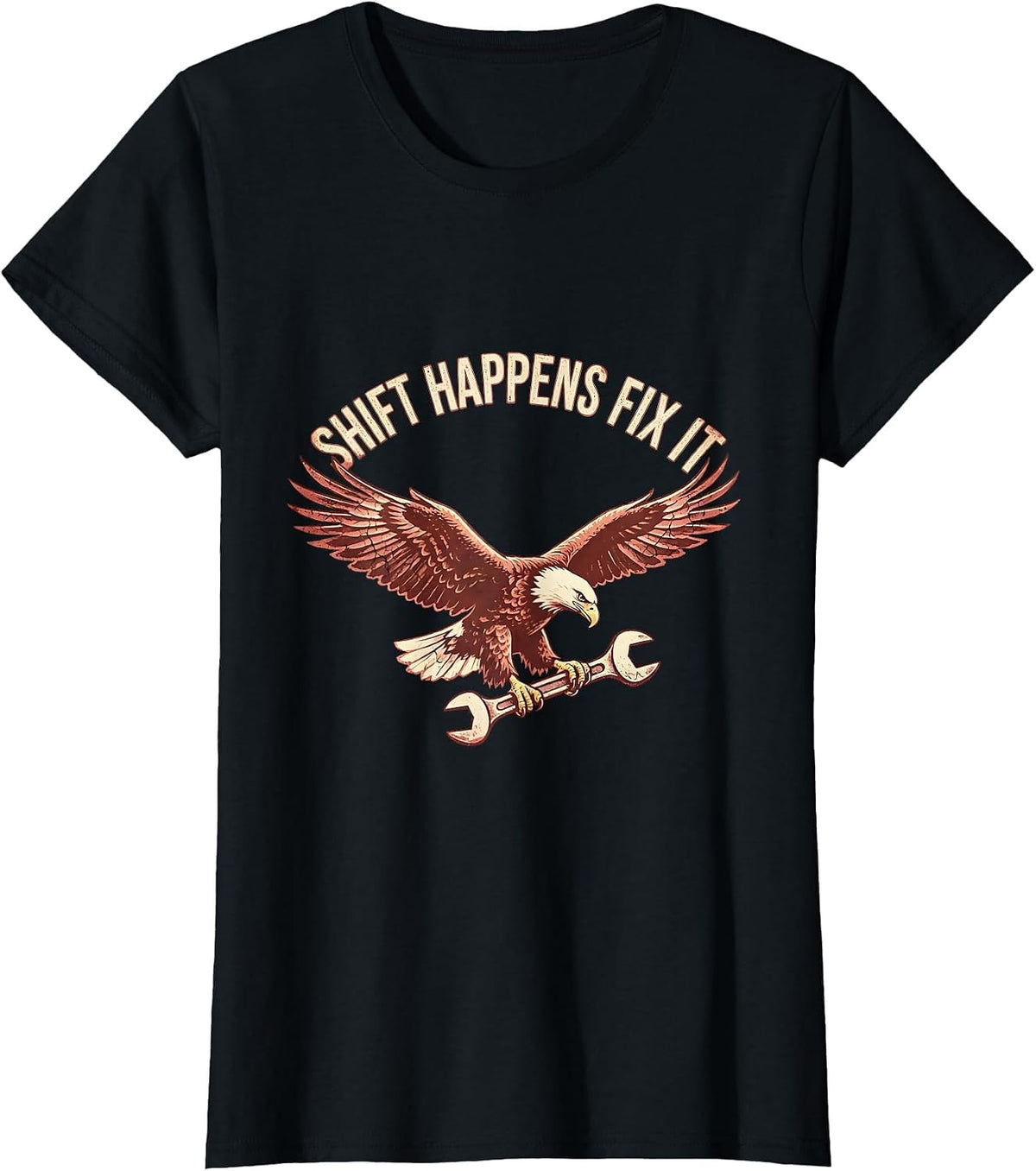 Shift Happens Fix It Funny Mechanic Design T-Shirt - Black