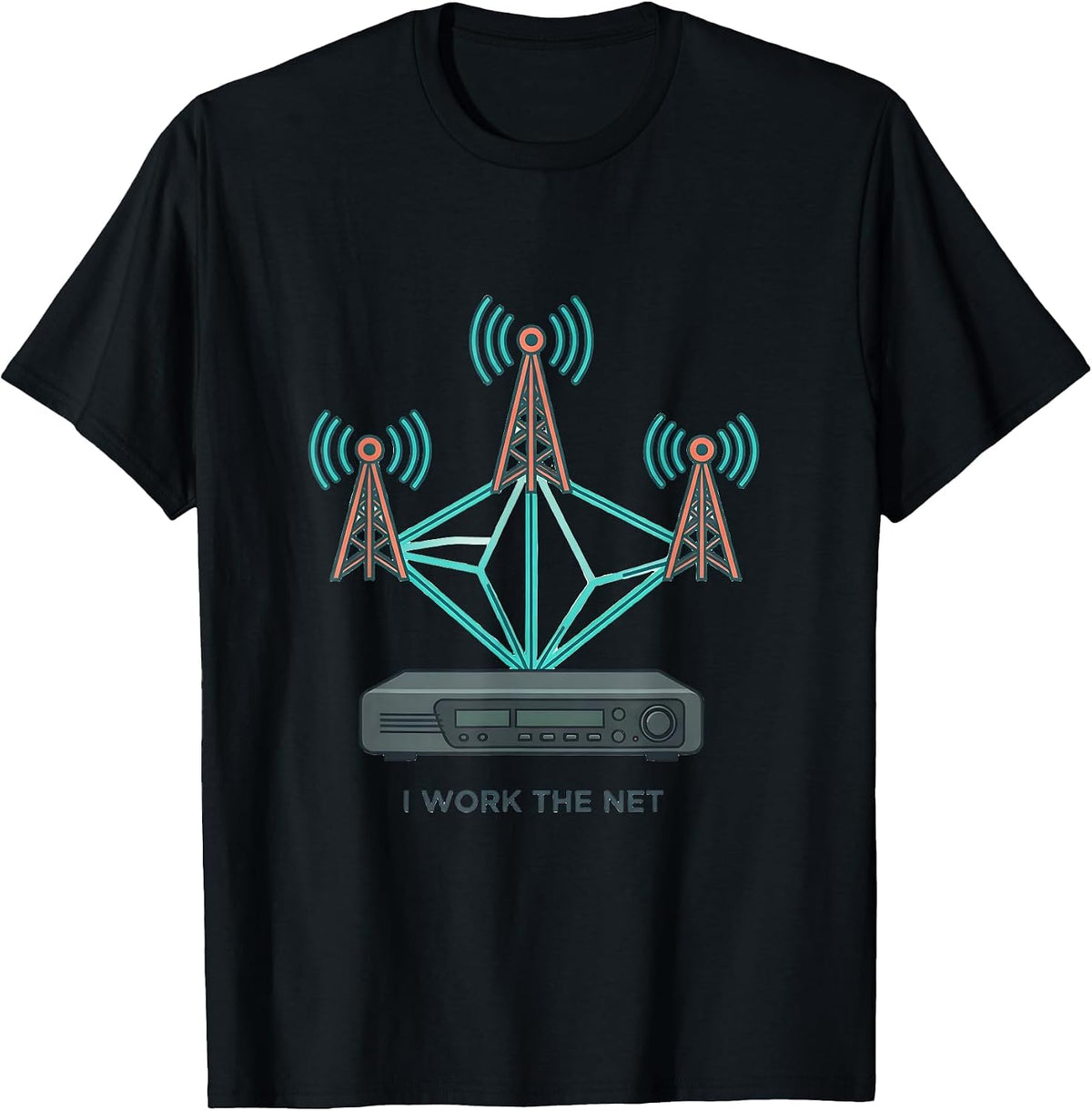 Men's I Work The Net Funny Ham Radio Operator Hobbyist Pride T-Shirt - Black