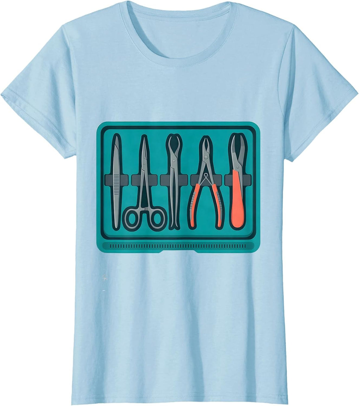 Women's Instrument Tray Flat Vector Surgical Tech Pride T-Shirt - Baby Blue